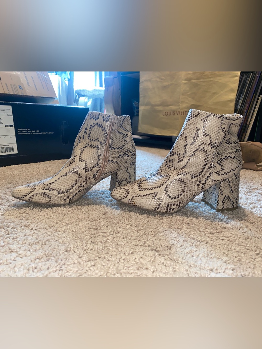 Snake-Print Ankle Boots